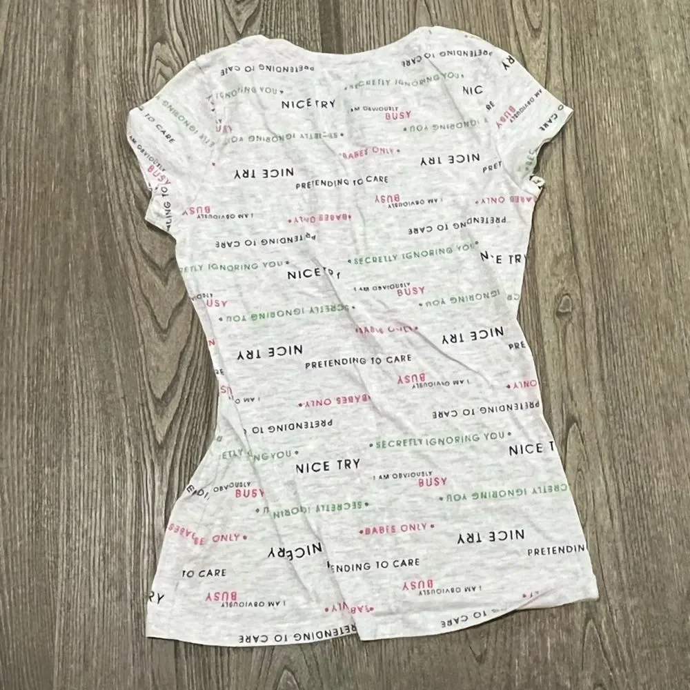 Wound Up Tee T- Shirt Cap Sleeves Nice Try I'm Ignoring You Graphic White M 7-9